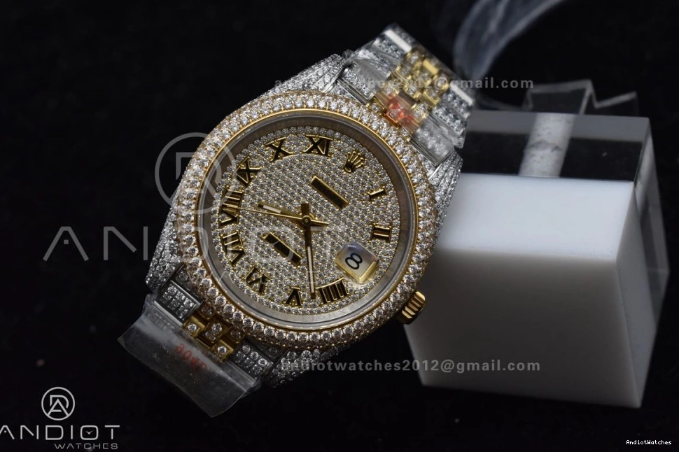 Gold Dial DateJust Tone 2 1196 Best Roman 41mm TWD Flexible Diamond Yellow Version 0727